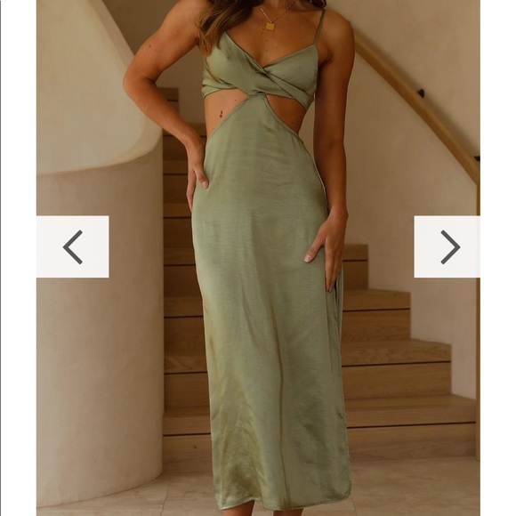 Billy j silk dress, olive, Australian size 10 (US M/6) - Picture 1 of 5